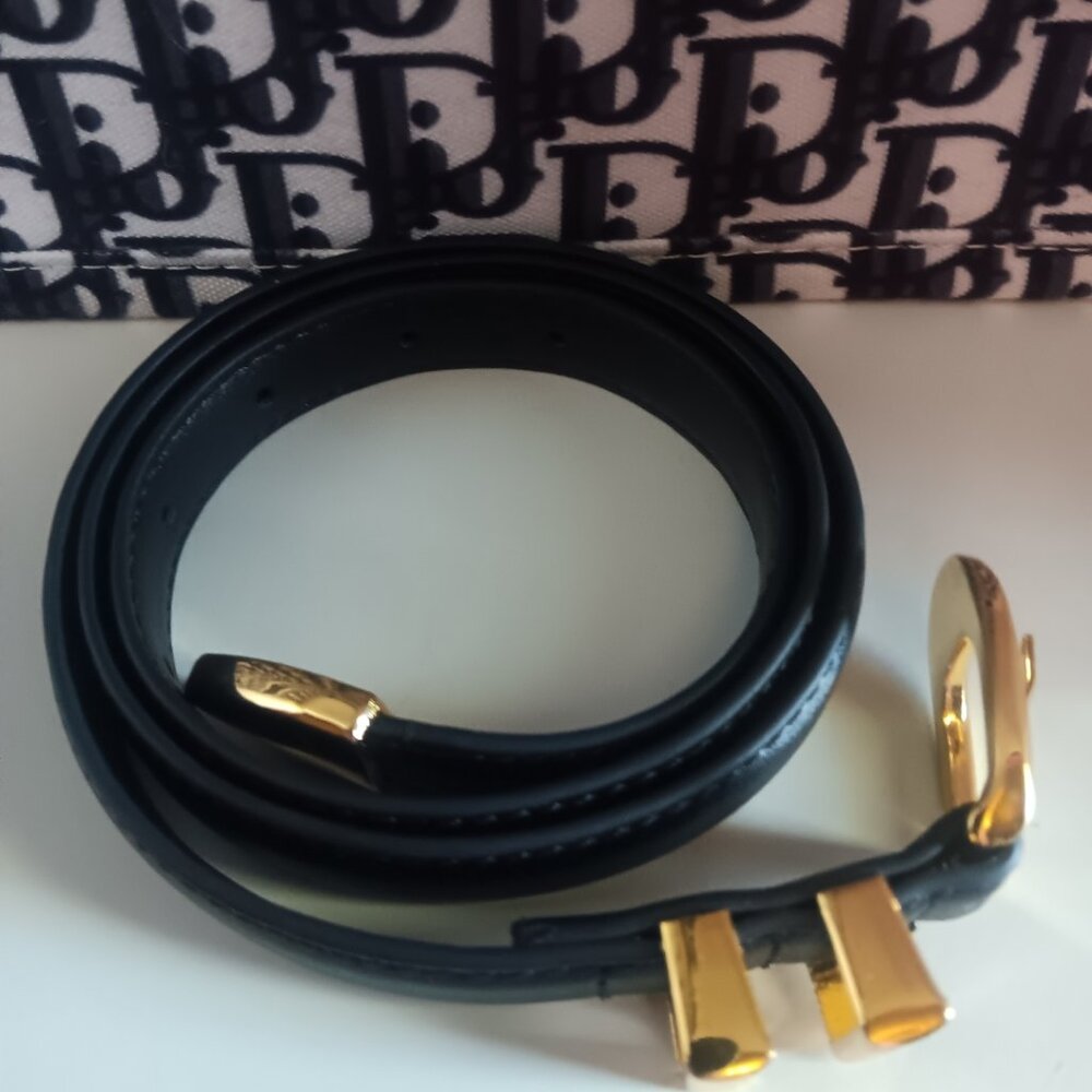 Celine Black Belt with Gold Buckle